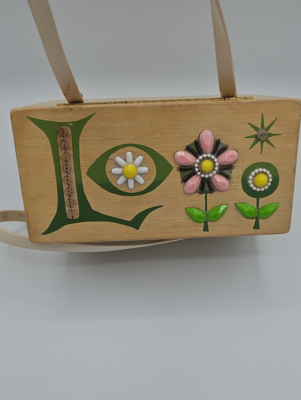 Enid Collins of Texas Wood Love Box Bag Purse 1960s MCM - Picture 5 of 12